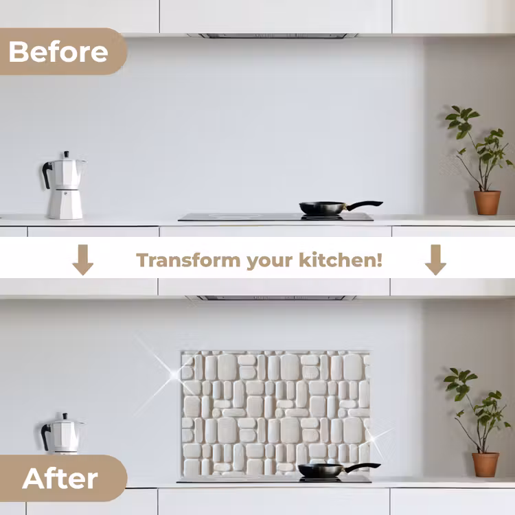 Kitchen splashback for hob - Relief - Texture - White — 7