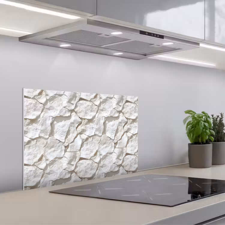 Kitchen splashback for hob - Structure - Rock - White — 1