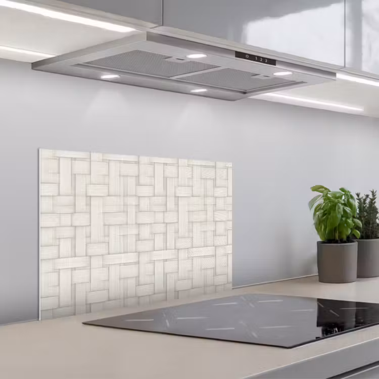 Kitchen splashback for hob - Wicker - Stripes - Beige — 1
