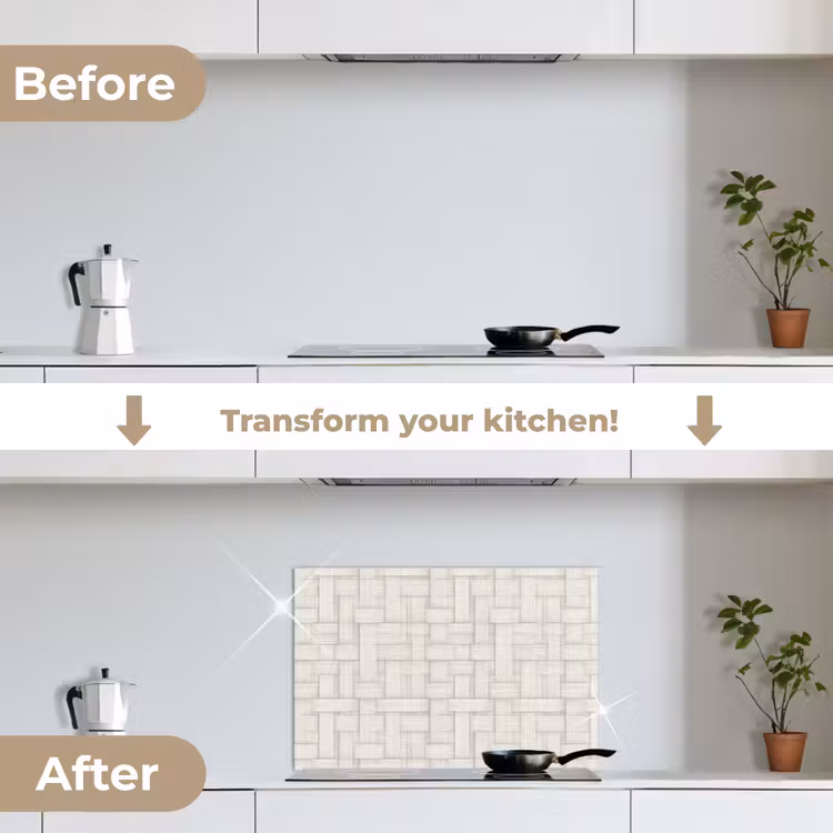 Kitchen splashback for hob - Wicker - Stripes - Beige — 7