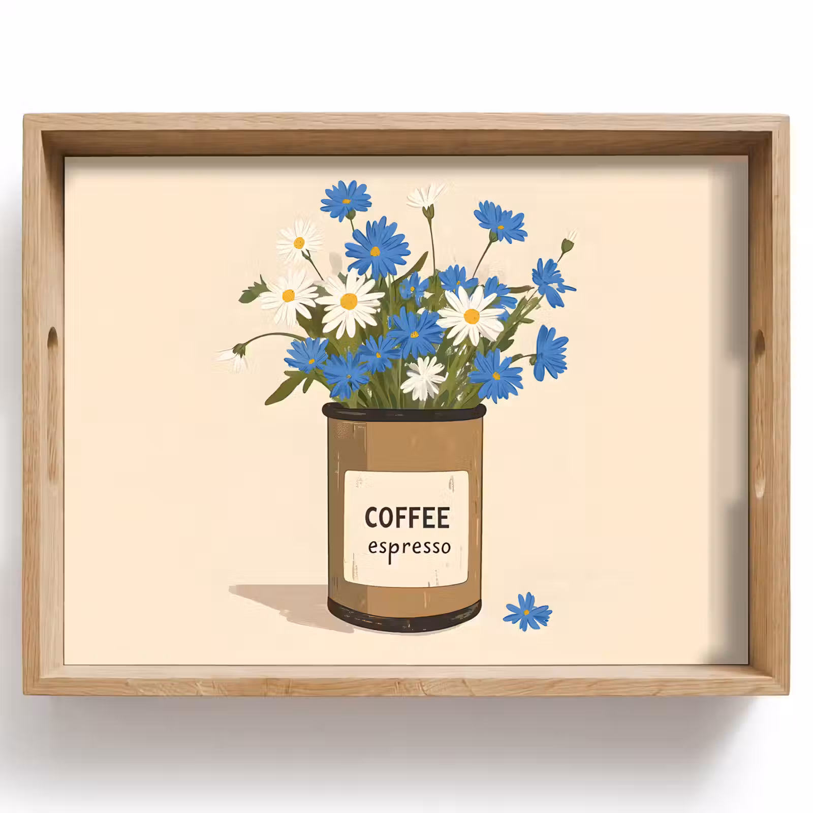 Tray - Coffee - Tin - Minimalist - Flowers — 1
