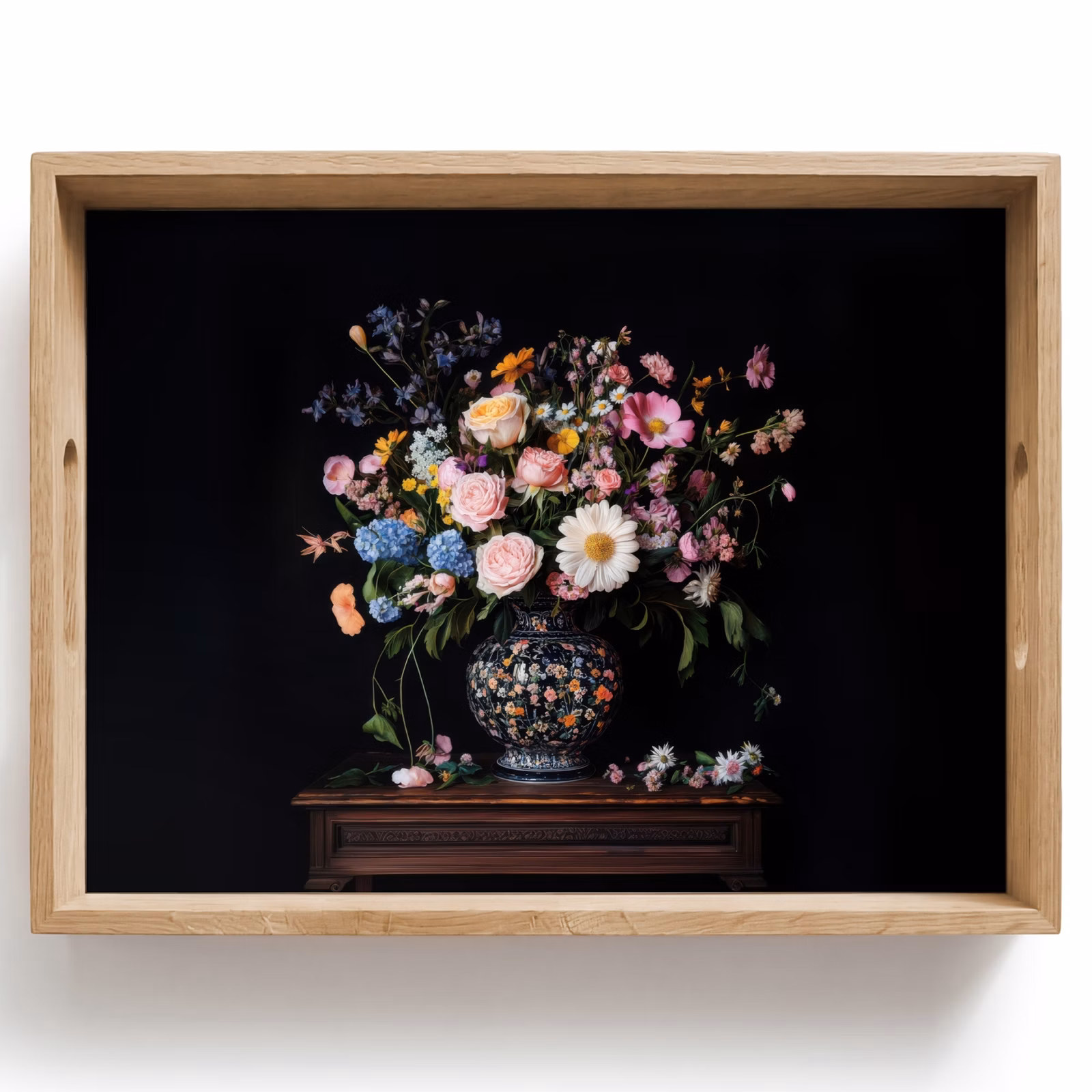 Tray - Flower vase - Wood - Flowers - Bouquet — 1