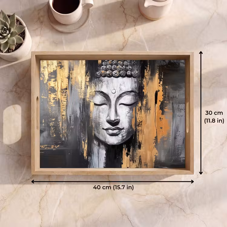 Tray - Buddha - Brush strokes - Gold - Abstract — 7