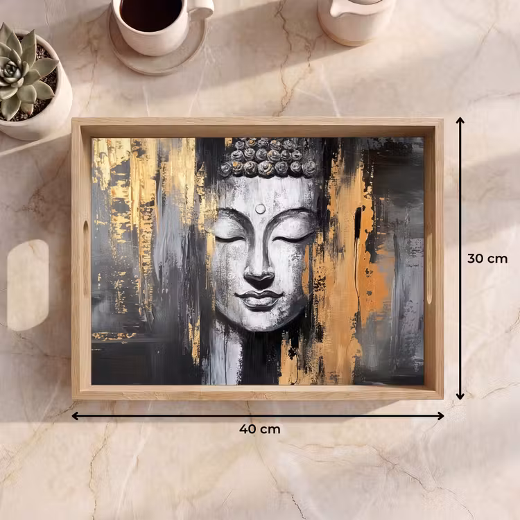 Tray - Buddha - Brush strokes - Gold - Abstract — 8