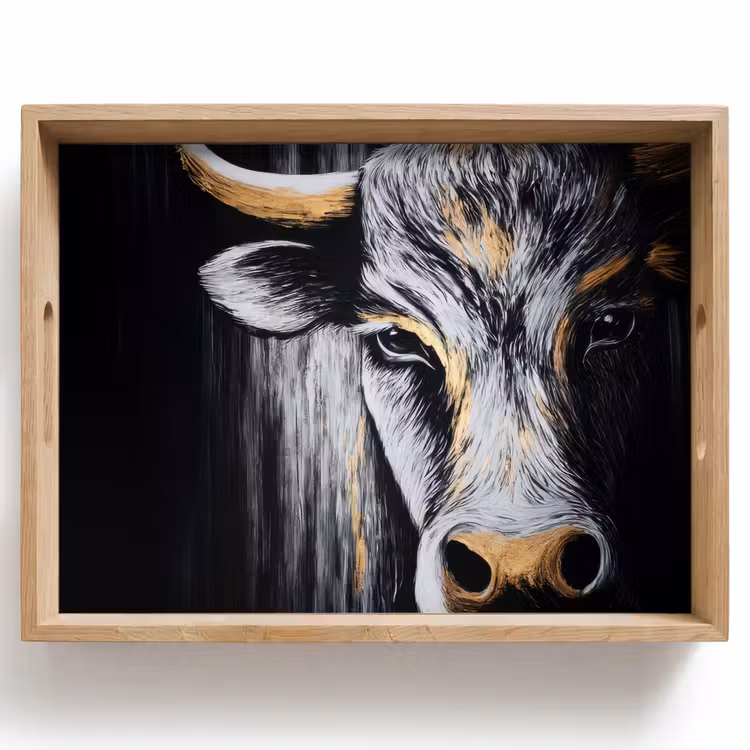 Tray - Bull - Horns - Muzzle - Gold — 1