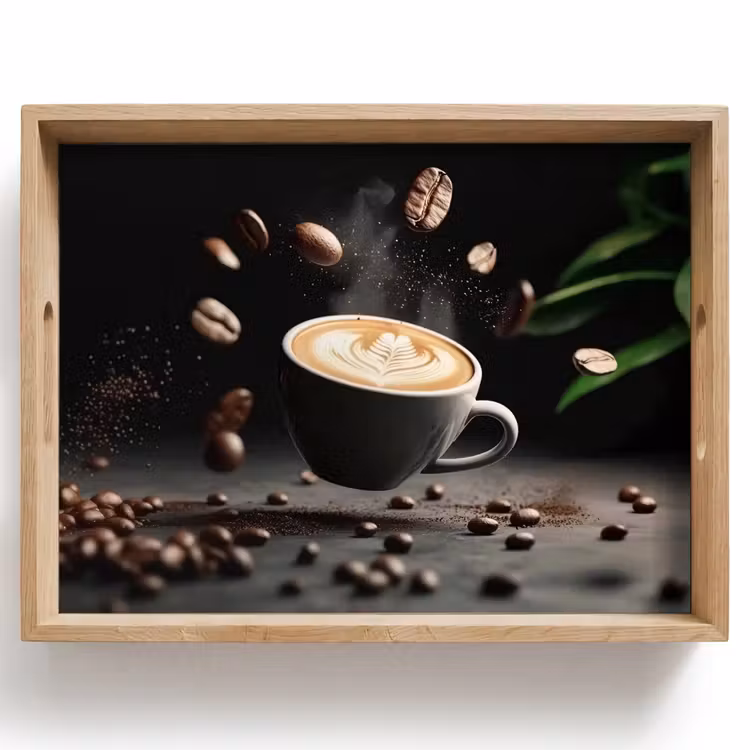 Tray - Cappuccino - Cup - Beans - Brown — 1