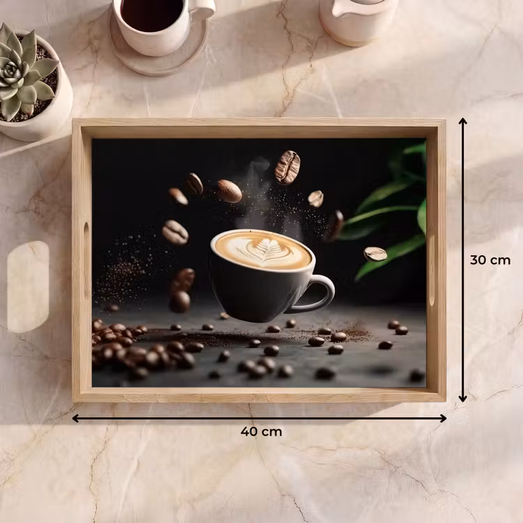 Tray - Cappuccino - Cup - Beans - Brown — 8