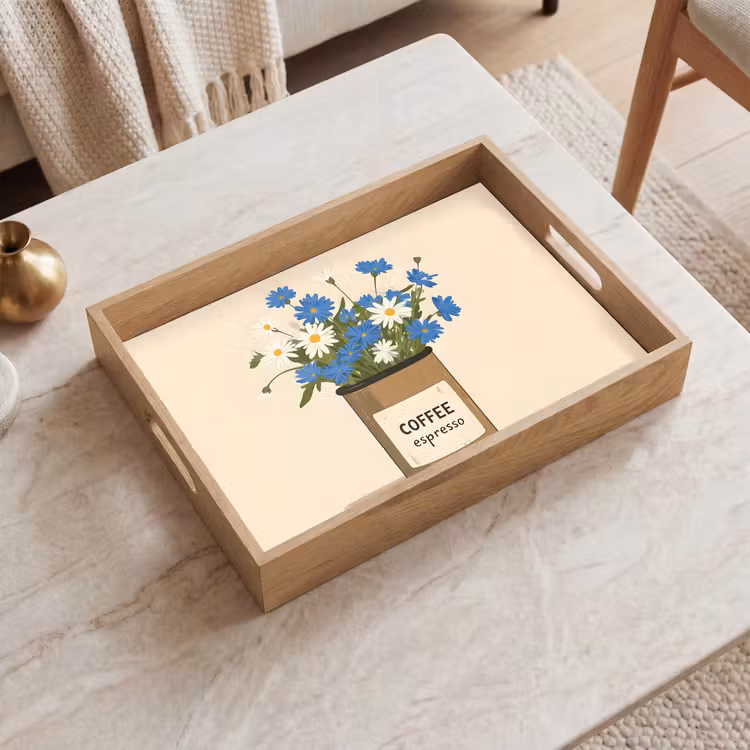 Tray - Coffee - Tin - Minimalist - Flowers — 2