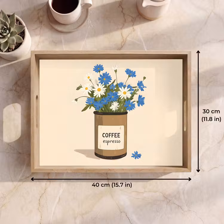 Tray - Coffee - Tin - Minimalist - Flowers — 7