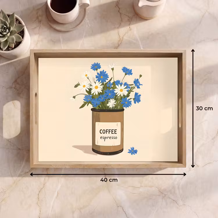 Tray - Coffee - Tin - Minimalist - Flowers — 8
