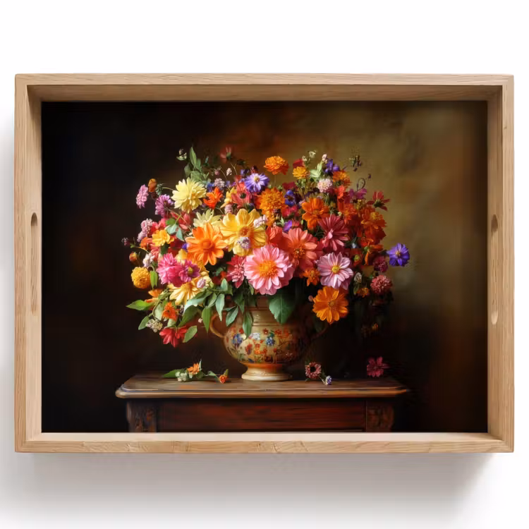 Tray - Colors - Bouquet - Vase - Wood — 1