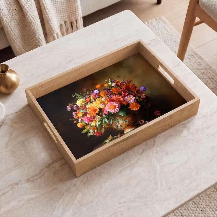 Tray - Colors - Bouquet - Vase - Wood — 2