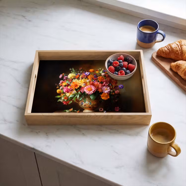 Tray - Colors - Bouquet - Vase - Wood — 3