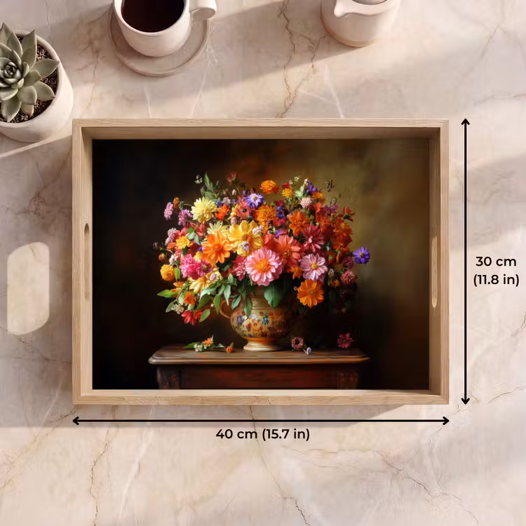 Tray - Colors - Bouquet - Vase - Wood — 7