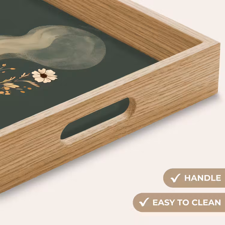 Tray - Cup - Flowers - Green - Coffee — 9