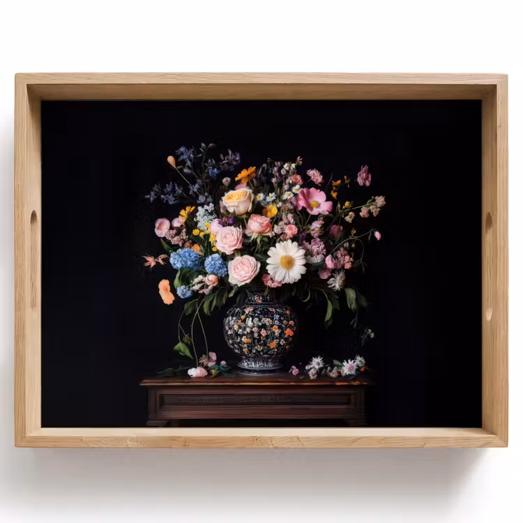 Tray - Flower vase - Wood - Flowers - Bouquet — 1