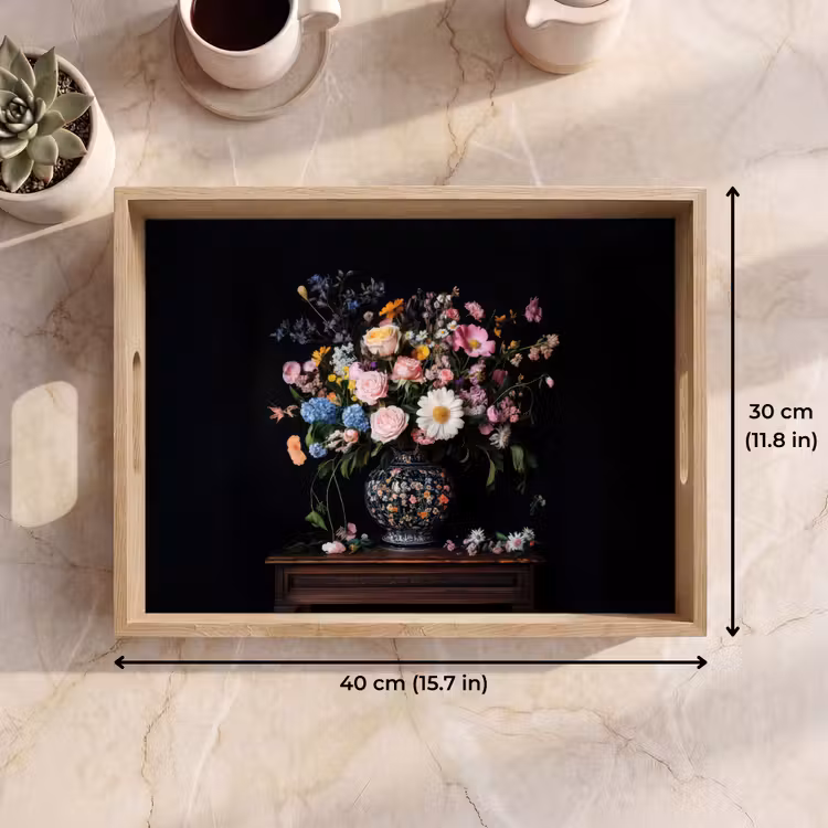 Tray - Flower vase - Wood - Flowers - Bouquet — 7