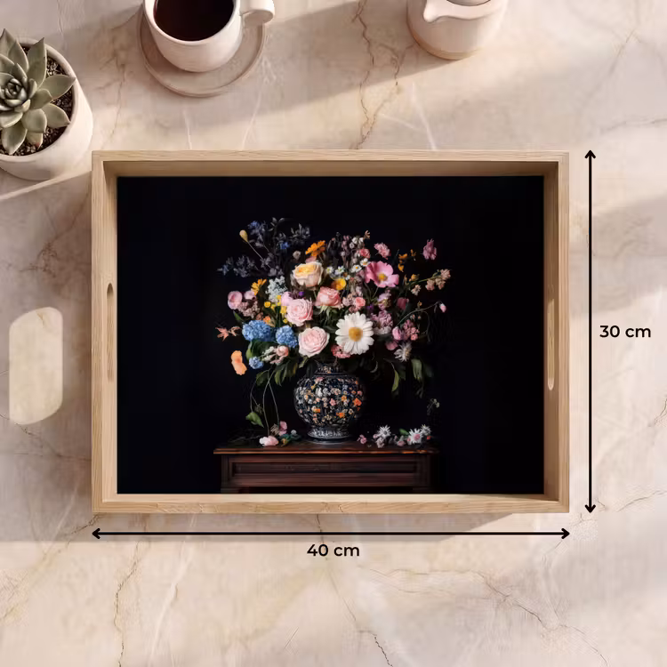 Tray - Flower vase - Wood - Flowers - Bouquet — 8