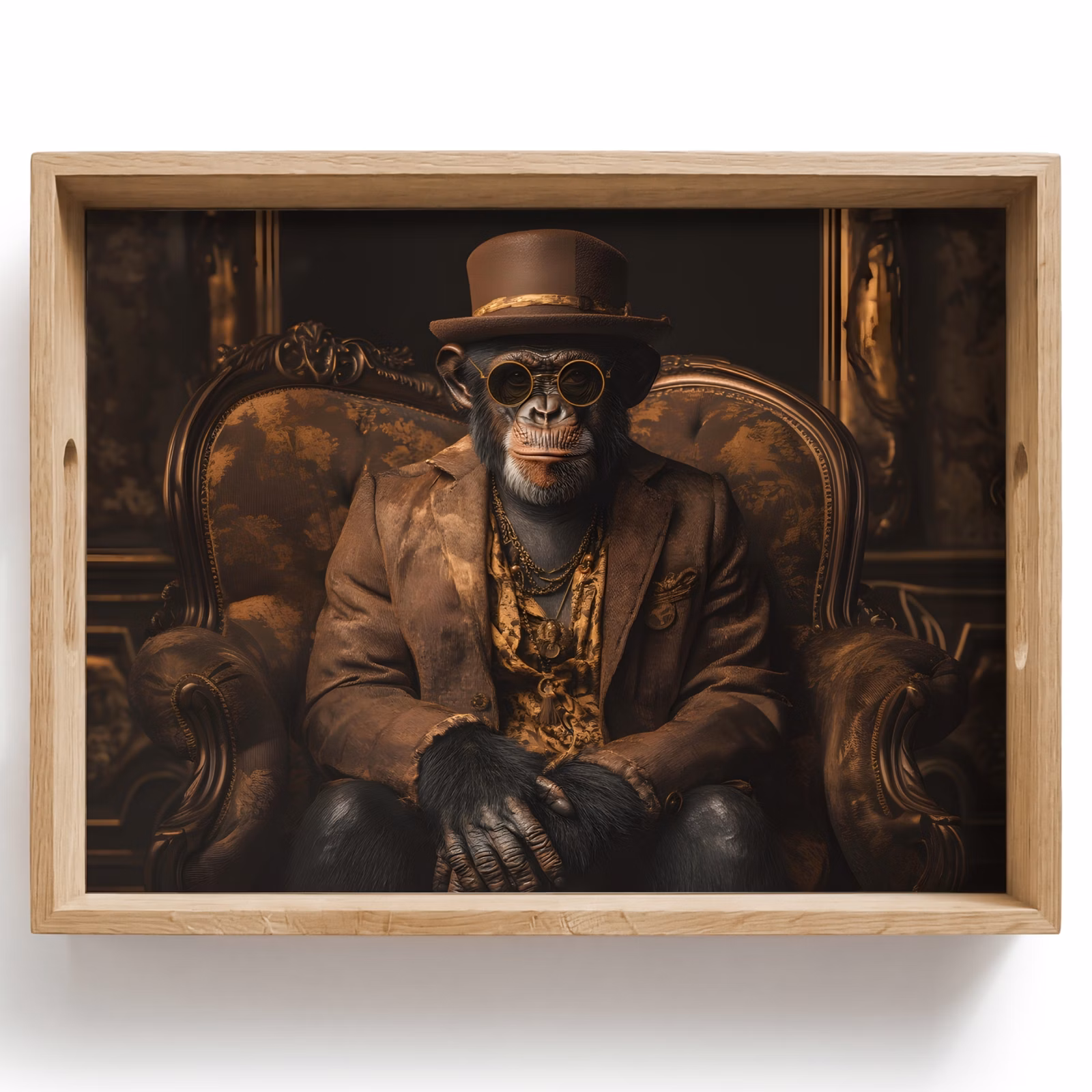 Tray - Chimpanzee - Chair - Suit - Brown — 1