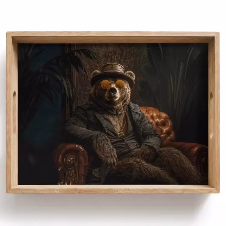 Tray - Bear - Brown - Suit - Hat — 1