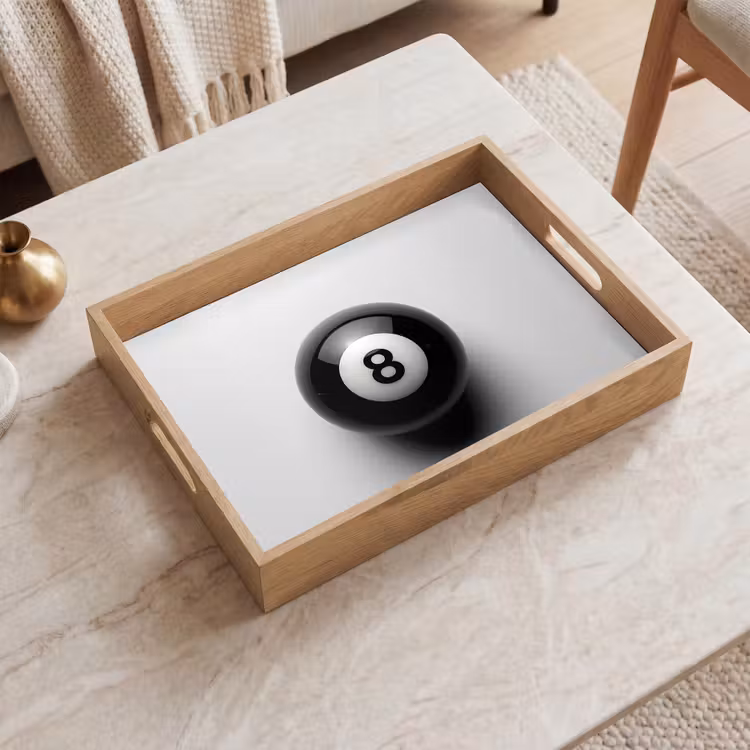 Tray - Billiard ball - Number - Eight - White — 2
