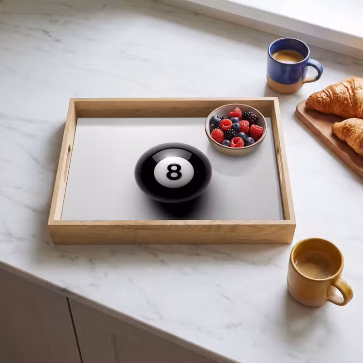 Tray - Billiard ball - Number - Eight - White — 3
