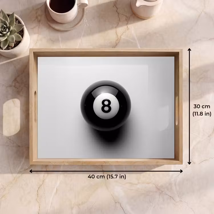 Tray - Billiard ball - Number - Eight - White — 7
