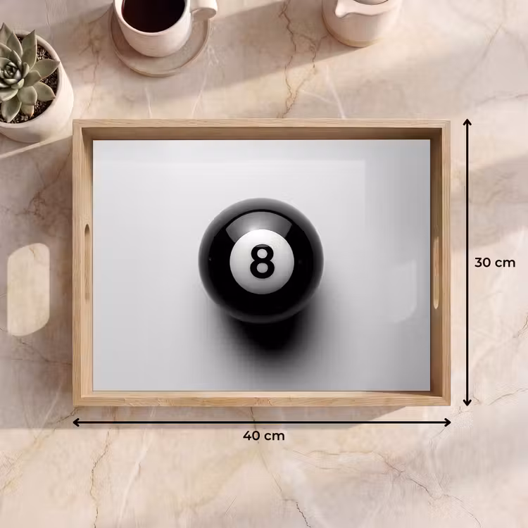 Tray - Billiard ball - Number - Eight - White — 8