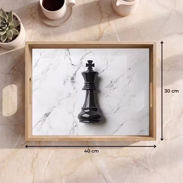 Tray - Chess piece - King - Black - Marble — 8