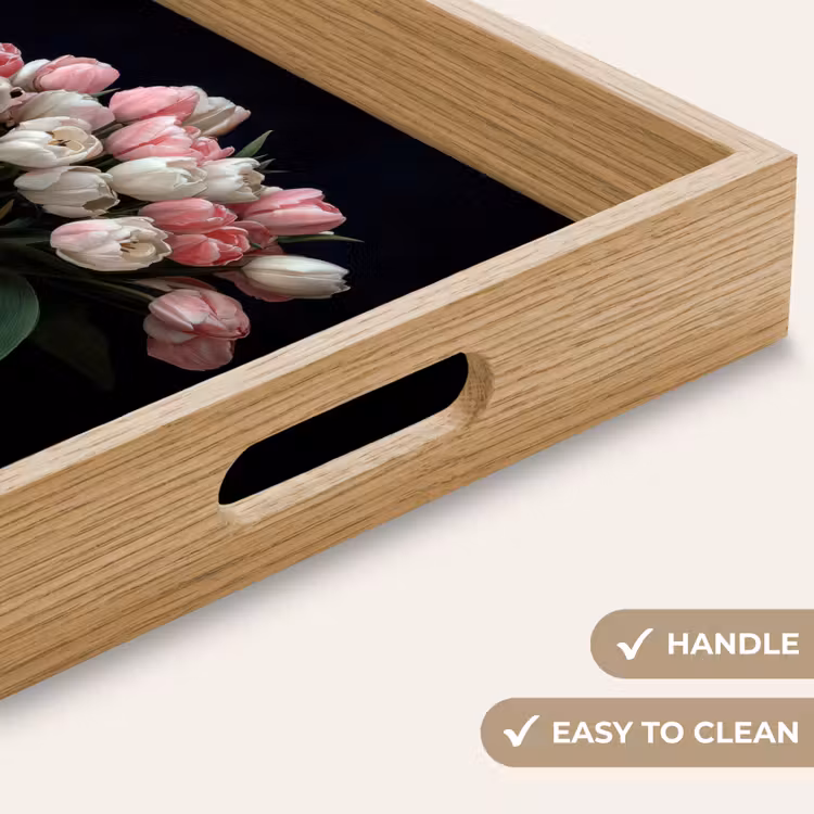 Tray - Flowers - Pink - Tulips - Vase — 9