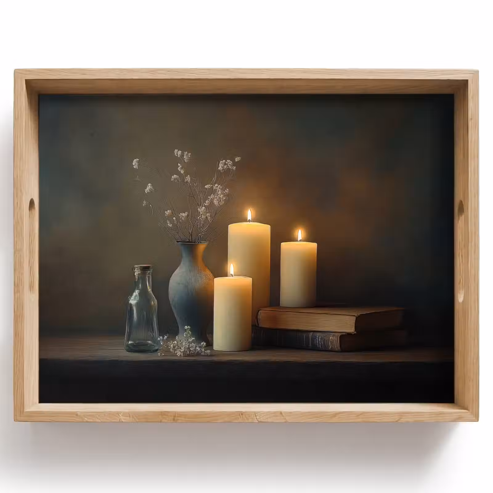 Tray - Candles - Still life - Rustic - Books — 1