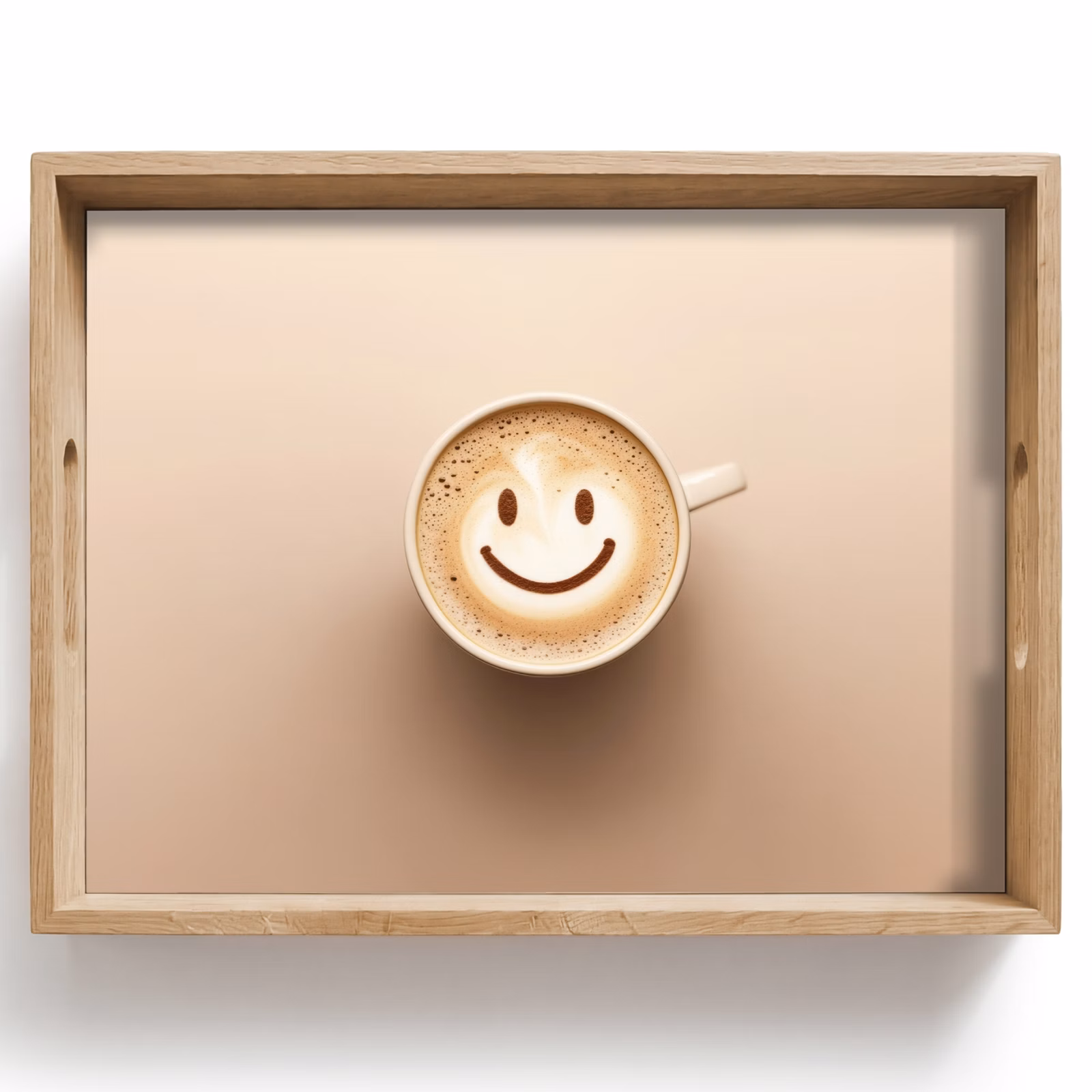 Tray - Coffee - Milk froth - Laughter - Beige — 1
