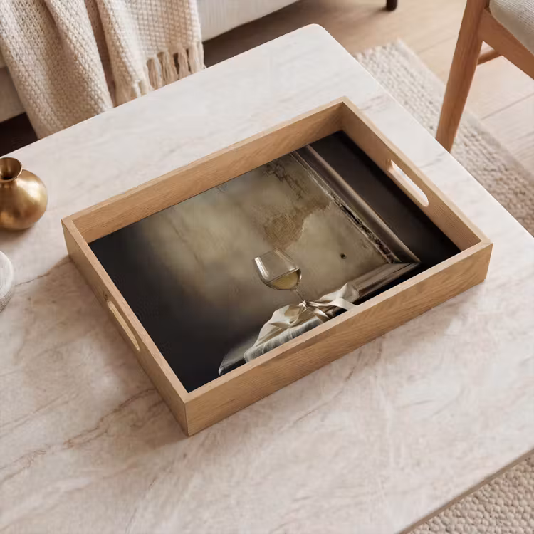 Tray - Bow - Beige - White - Wine — 2