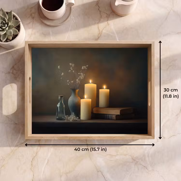 Tray - Candles - Still life - Rustic - Books — 7