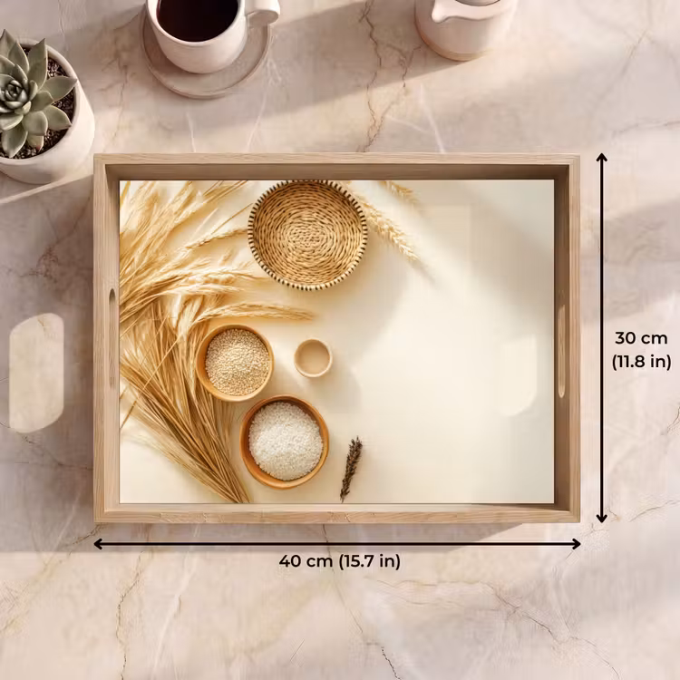 Tray - Cereal - Wood - Bowl - Beige — 7