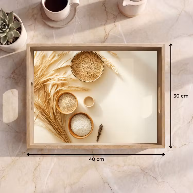 Tray - Cereal - Wood - Bowl - Beige — 8