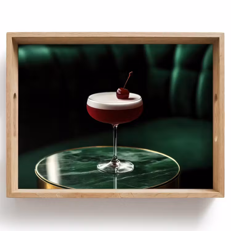 Tray - Cherry - Cocktail - Red - Marble — 1