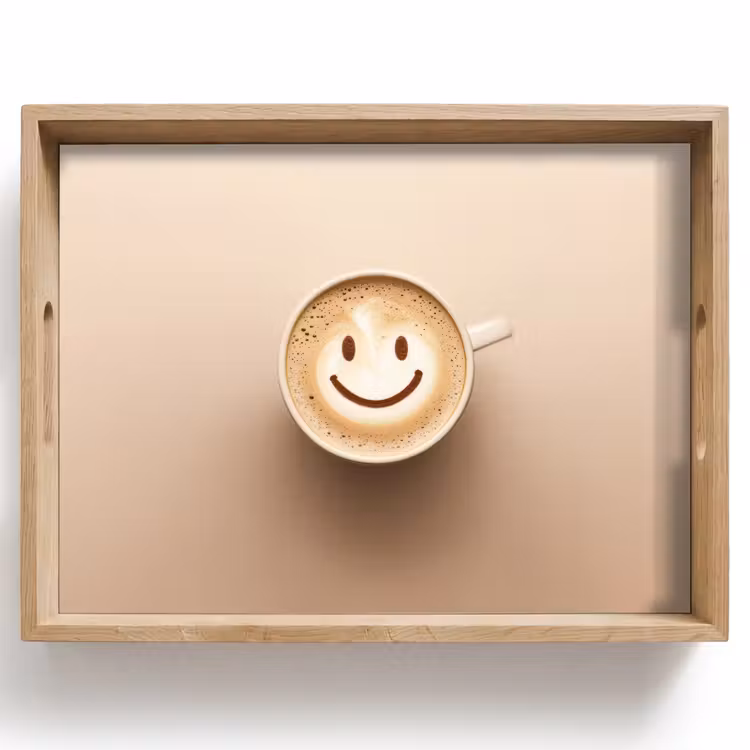 Tray - Coffee - Milk froth - Laughter - Beige — 1