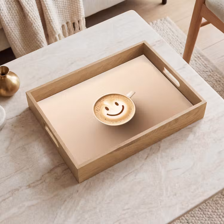 Tray - Coffee - Milk froth - Laughter - Beige — 2