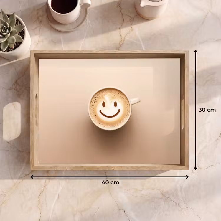 Tray - Coffee - Milk froth - Laughter - Beige — 8