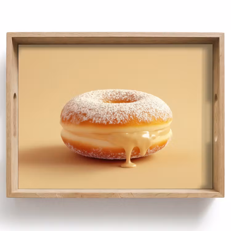 Tray - Donut - Creamy - Powdered sugar - Beige — 1