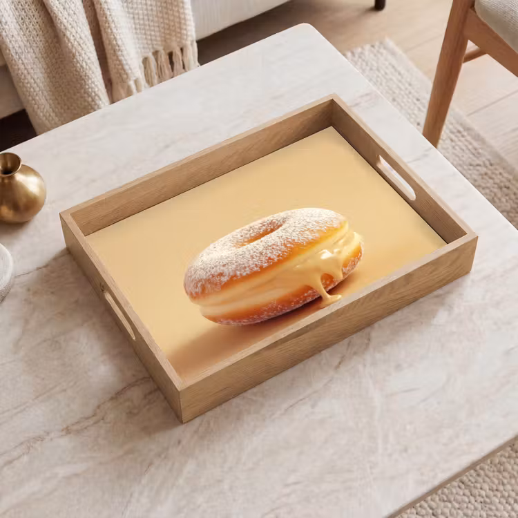 Tray - Donut - Creamy - Powdered sugar - Beige — 2