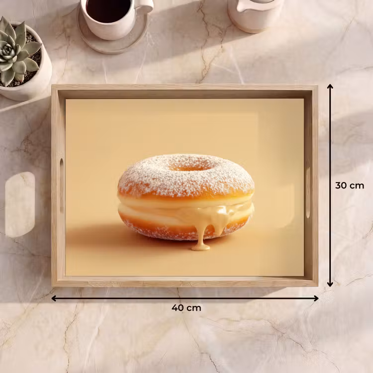 Tray - Donut - Creamy - Powdered sugar - Beige — 8