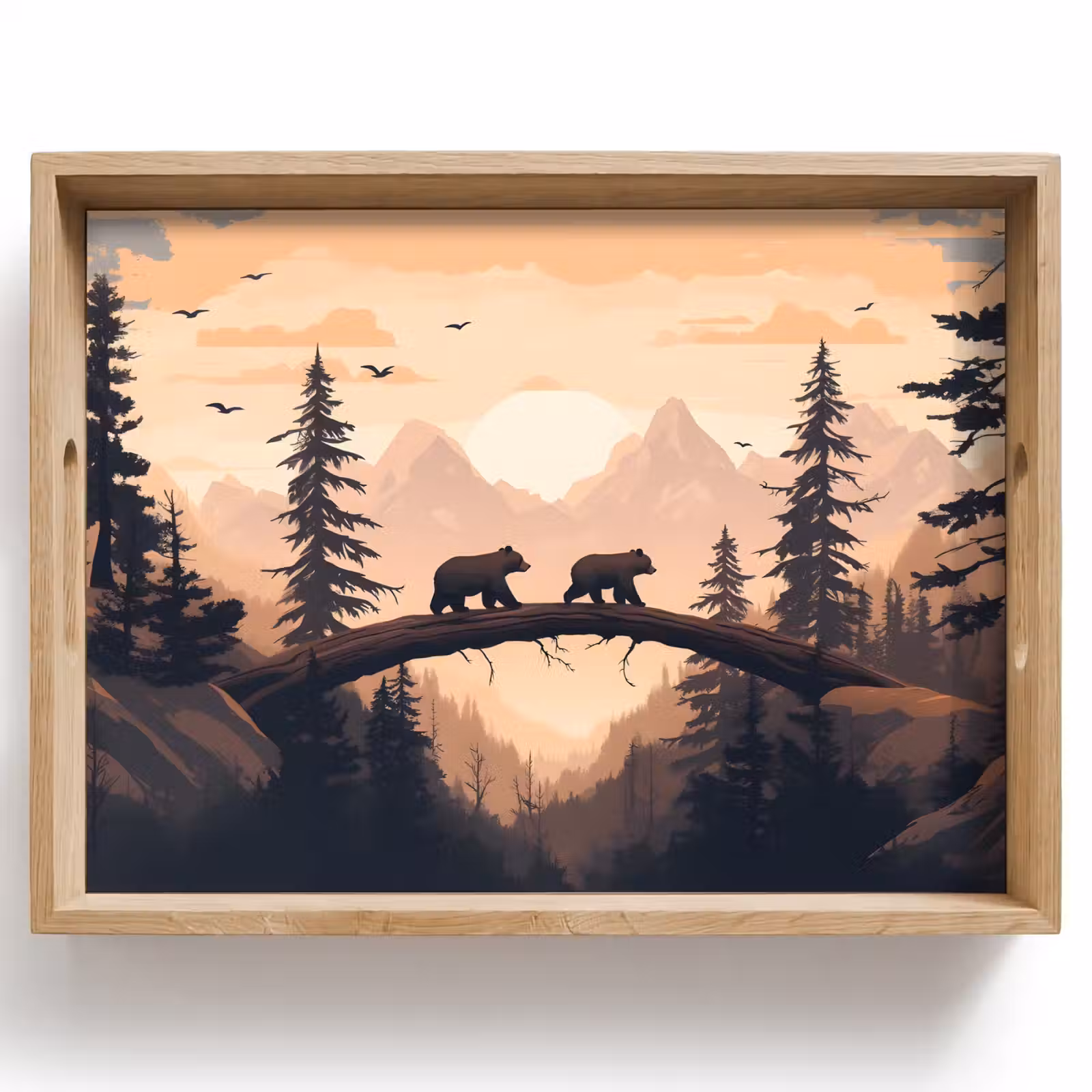 Tray - Bears - Trees - Landscape - Sunset — 1