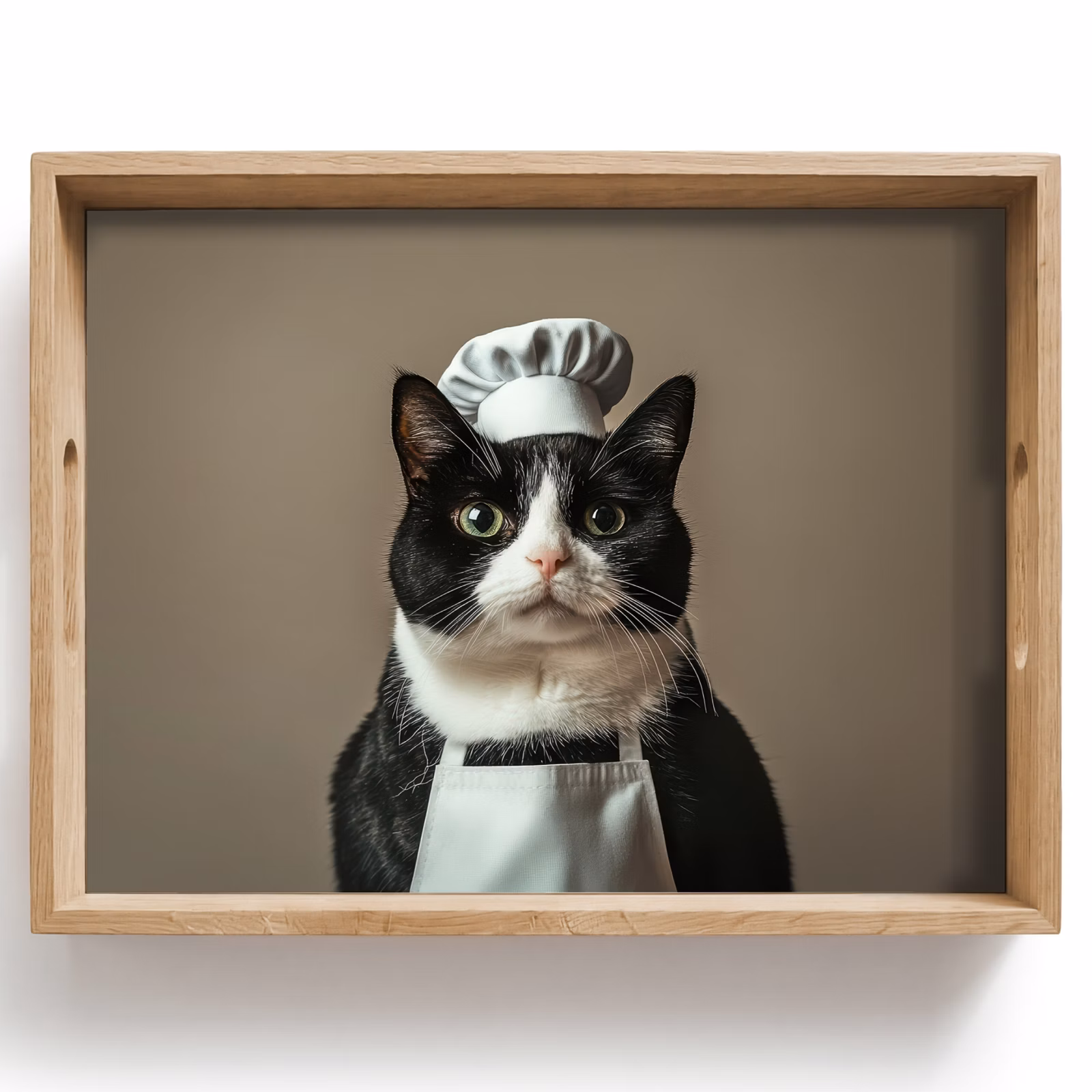 Tray - Cat - Chef's Clothing - Black - White — 1