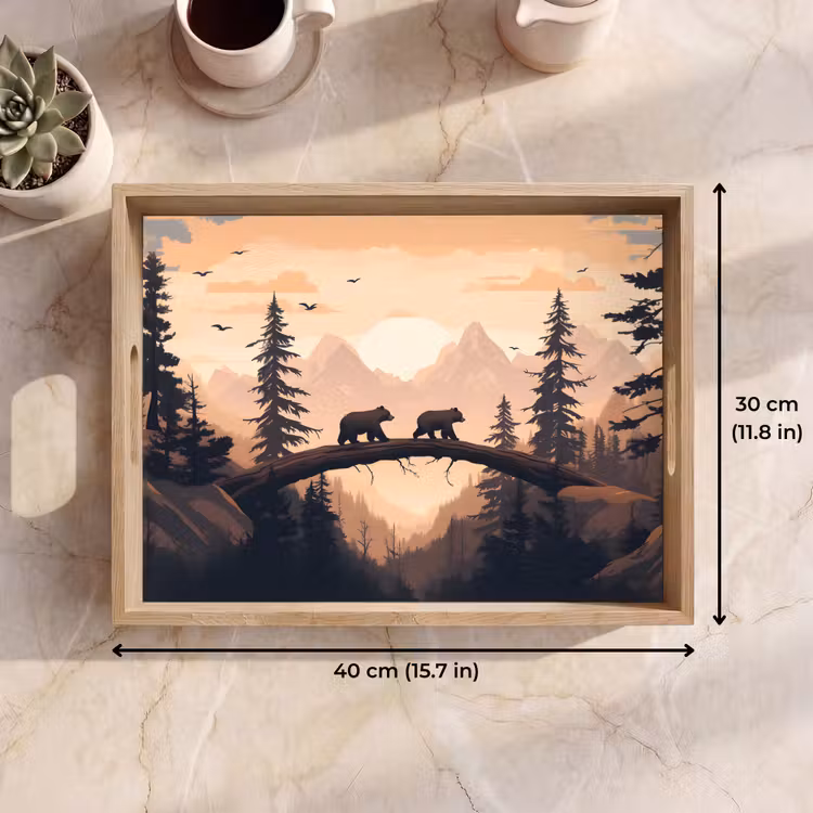 Tray - Bears - Trees - Landscape - Sunset — 7