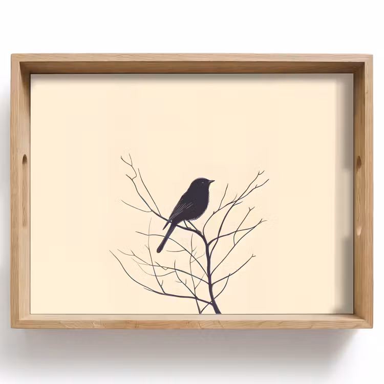 Tray - Bird - Black - Branch - Minimalist — 1