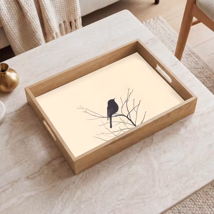Tray - Bird - Black - Branch - Minimalist — 2