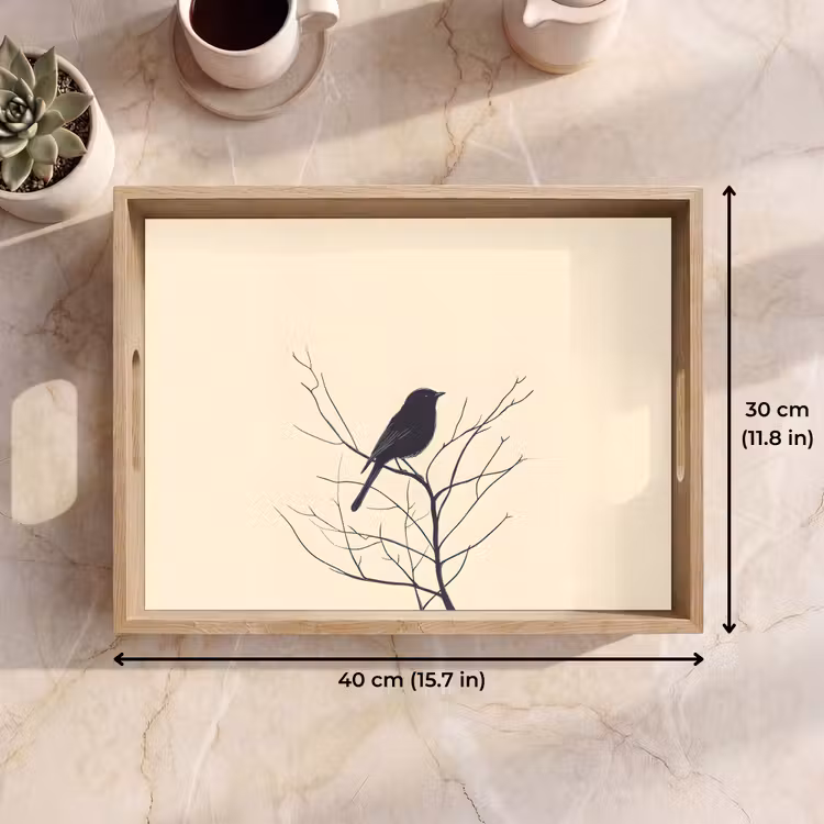 Tray - Bird - Black - Branch - Minimalist — 7