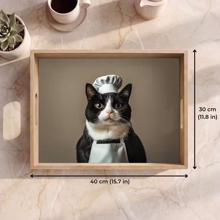 Tray - Cat - Chef's Clothing - Black - White — 7